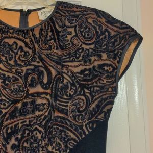 Jeffrey and Dara Velvet/Embroidered Evening Gown